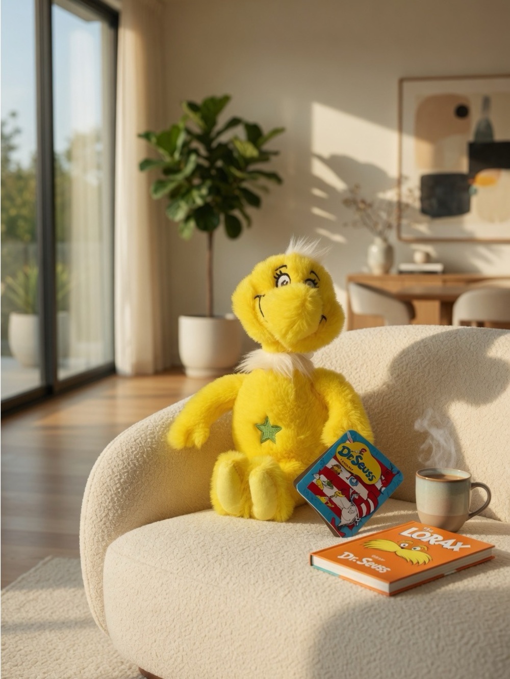 NWT Kids Dr. Seuss Bright Yellow Plush with Green Star